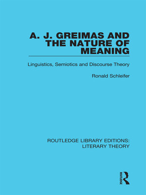 cover image of A. J. Greimas and the Nature of Meaning
